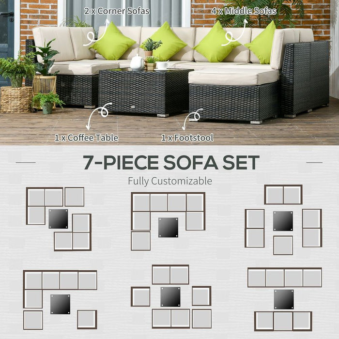 Outsunny 8Pc Patio Rattan Sofa Set - Brown | Outdoor Garden Furniture | High-Quality & Stylish