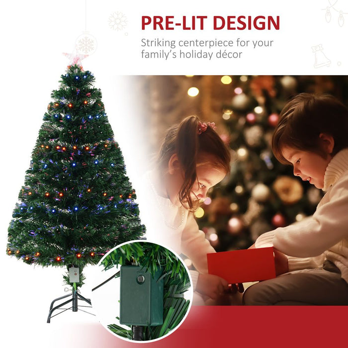 4ft Prelit Artificial Christmas Tree with Multi-Coloured Fiber LED Light Green