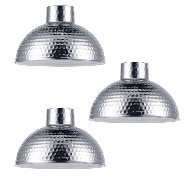 3 Pack Chrome Retro Industrial Easy Fit Lamp Light Shade E27 Base Industrial Pendant