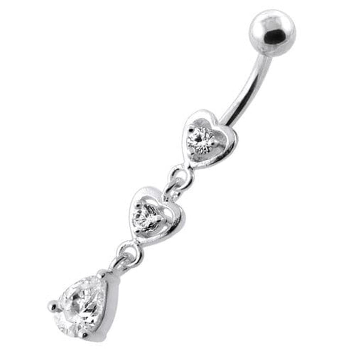 Jeweled Twin Heart belly button jewellery