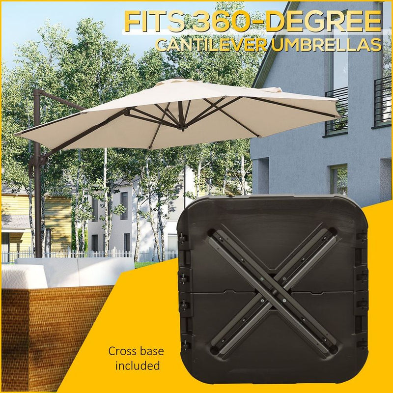 Premium Outsunny Cantilever Parasol Base Weights - Steel Cross Base & Wheels - High Quality
