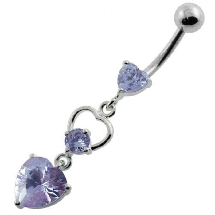 Jeweled Heart Cutout Navel Belly Piercing