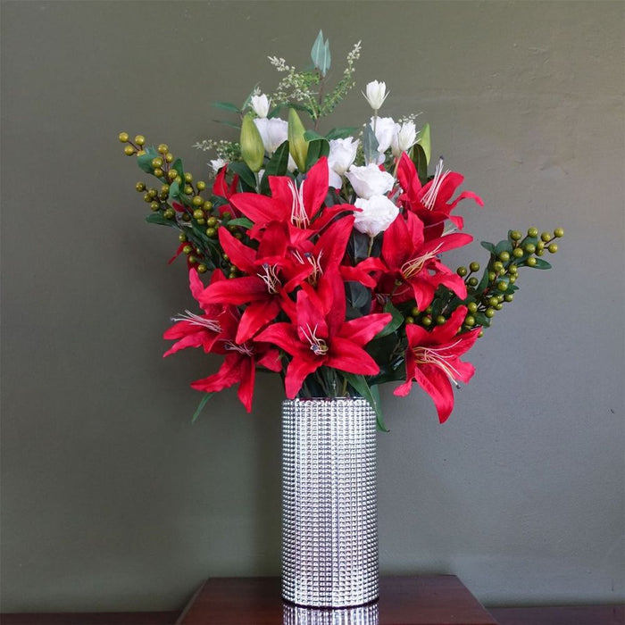 Exquisite 30cm Silver Dot Glass Vase