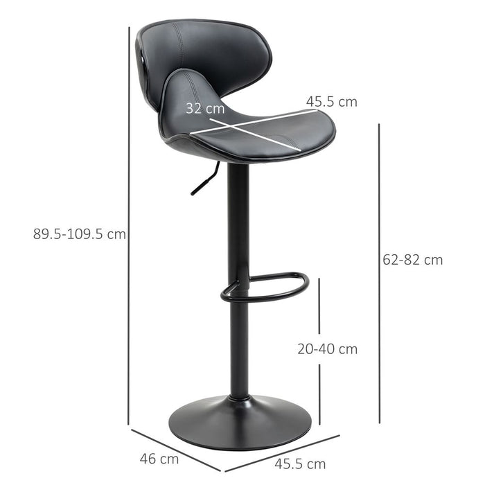 Premium Steel Frame Barstool Set - Footrest, Backrest, Gray Leather - High Quality