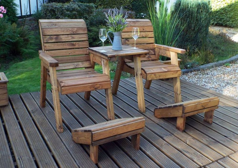 Charles Taylor Deluxe Lounger Set - Classic English Design, 2 Armchairs, Removable Tray & 2 Footstools, Made in Britain
