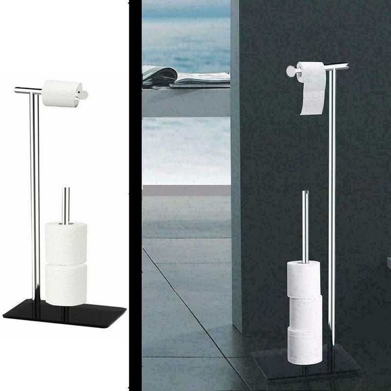 Stylish Toilet Roll Holder & Storage- Glass Base
