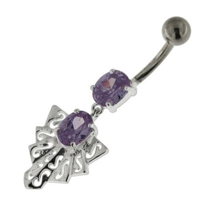 925 Sterling Silver Twin Jeweled chandelier Belly Button Ring