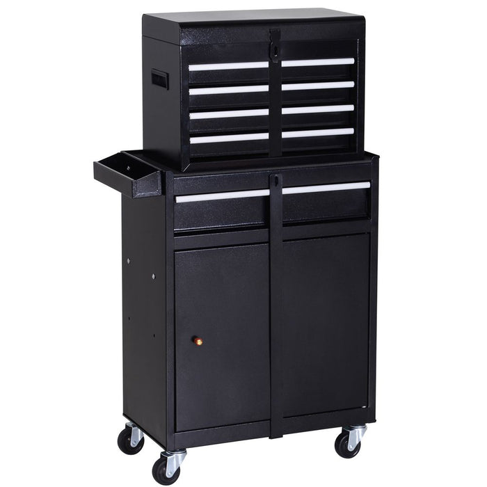 DURHAND Steel 4-Drawer Duo-Door Rolling Tool Cabinet Tool Chest On Wheels Black