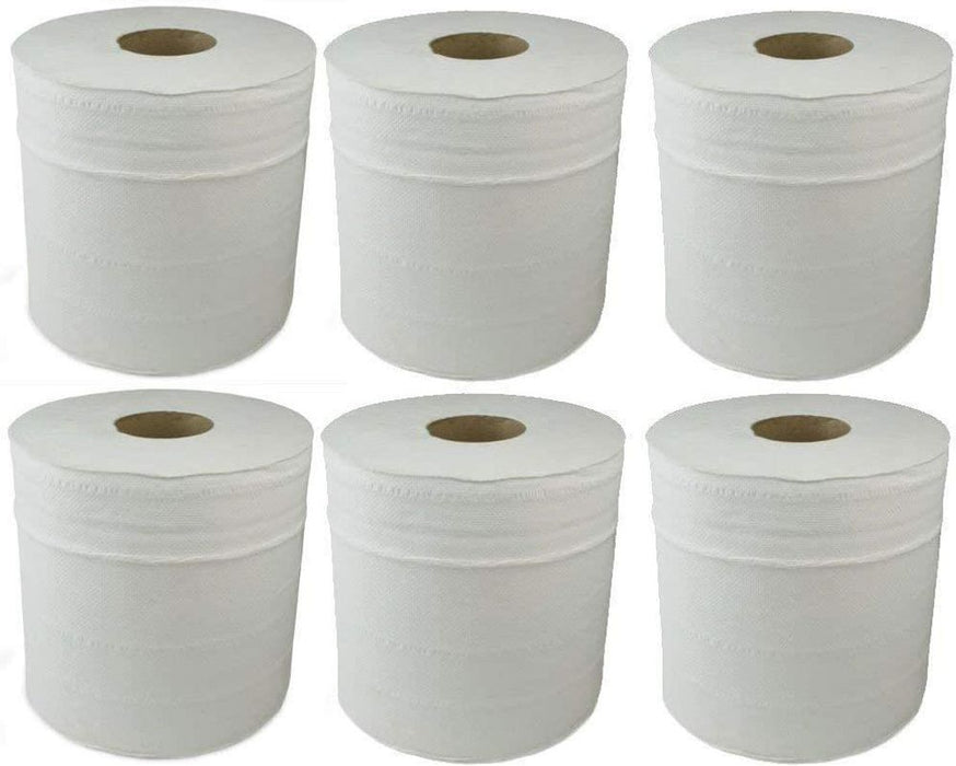 ASPECT Kitchen Rolls Centrefeed (6 Rolls, White) | 2 Ply Embossed Pattern Paper Towels | Strong and Absorbent Tissue Paper | UK Supplier | Wipe Away | Perfect for Commercial & Kitchen Use