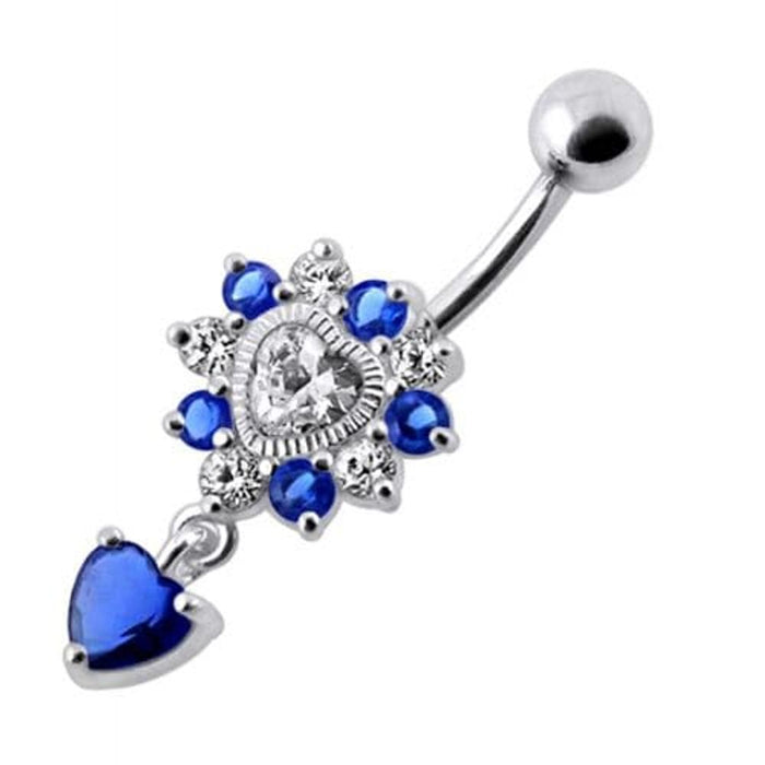 Royal Heart Stone Jeweled Dangling Navel Belly Ring