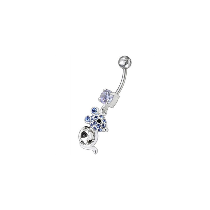 Jeweled Dangling Banana Bar Fancy Small Rat Belly Ring