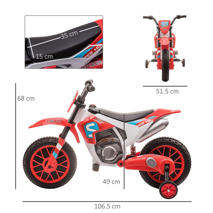 Premium Electric Ride-On Motorbike for Kids | Training Wheels | Ages 3-5 | Red