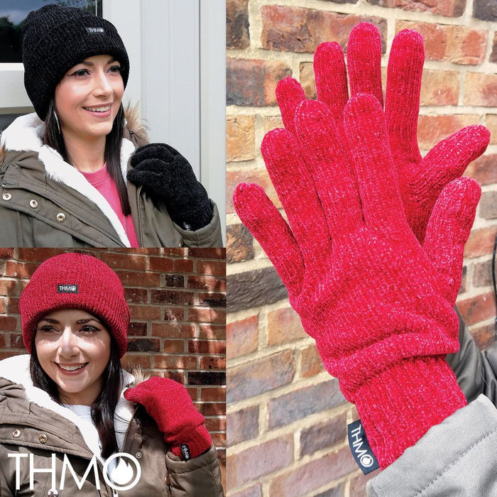 Ladies THMO Gloves - Expertly Insulated, Warm, Winter Accessories - Black, Grey, Red - 100% Acrylic - Machine Washable