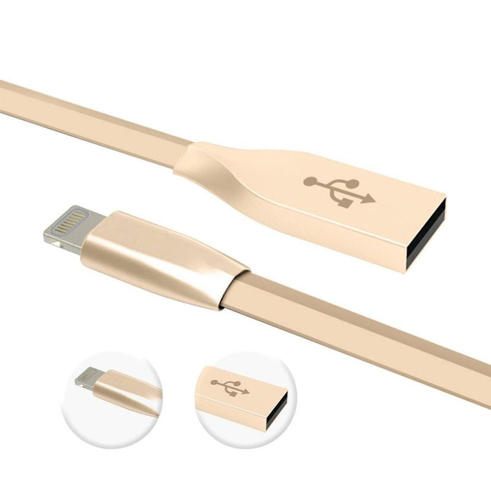 Premium Gold Zinc Alloy Lightning to USB Cable - Fast Charging, 1m