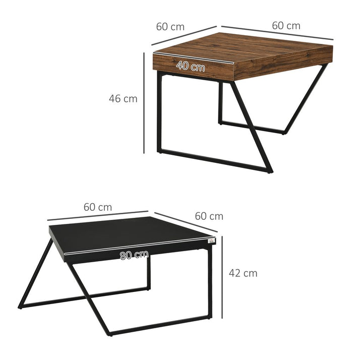 Premium HOMCOM Coffee Table Set of 2 - Stylish Steel Frame - Versatile for Living Room Décor