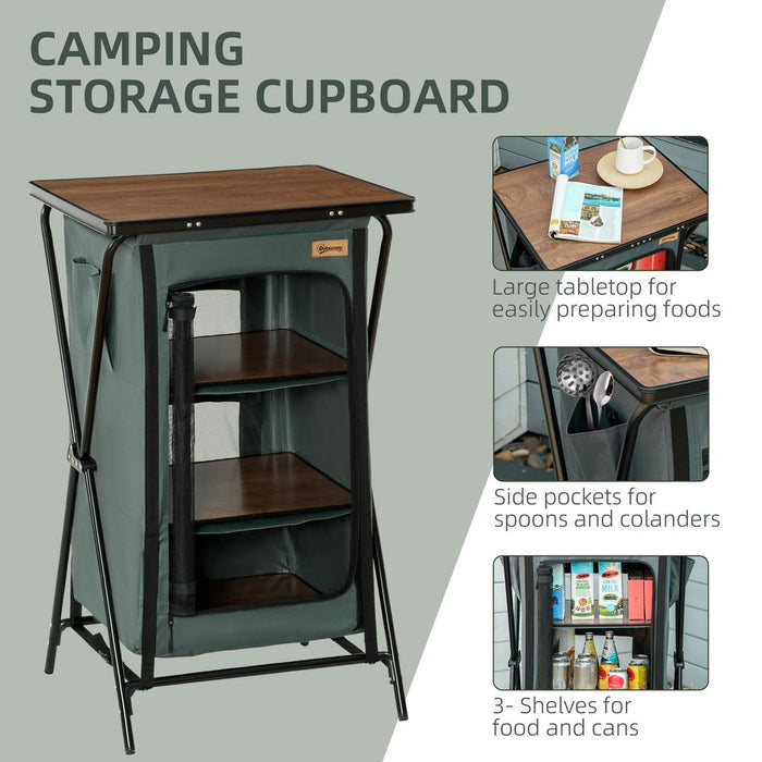 Portable Foldable Camping Cupboard w/ Carrying Bag & Shelves - Outsunny