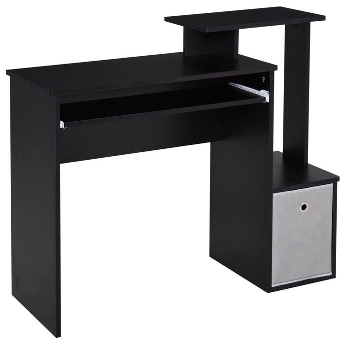 Premium Black Computer Desk with Sliding Keyboard Tray & Storage Drawer - High-Quality & Unique Design