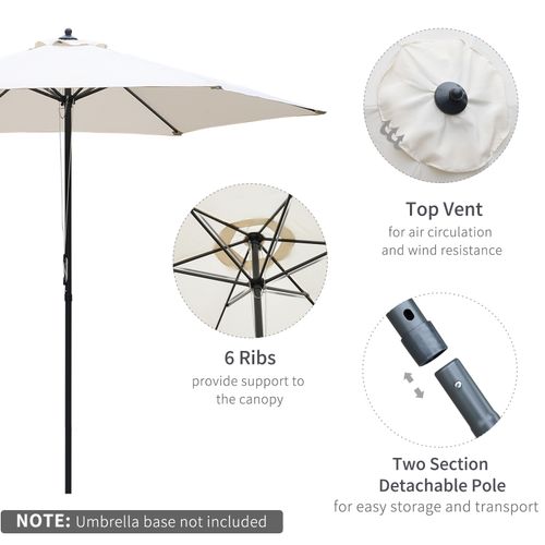 ?2.8m Patio Umbrella Parasol Outdoor Table Umbrella 6 Ribs Manual Push