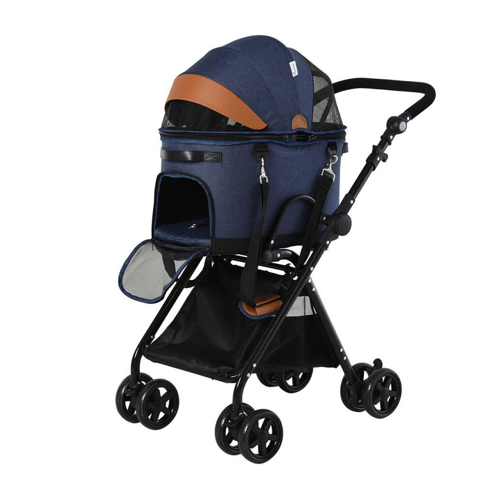 Luxury Folding Pet Stroller: Removable Carrier, Adjustable Canopy, Premium Quality