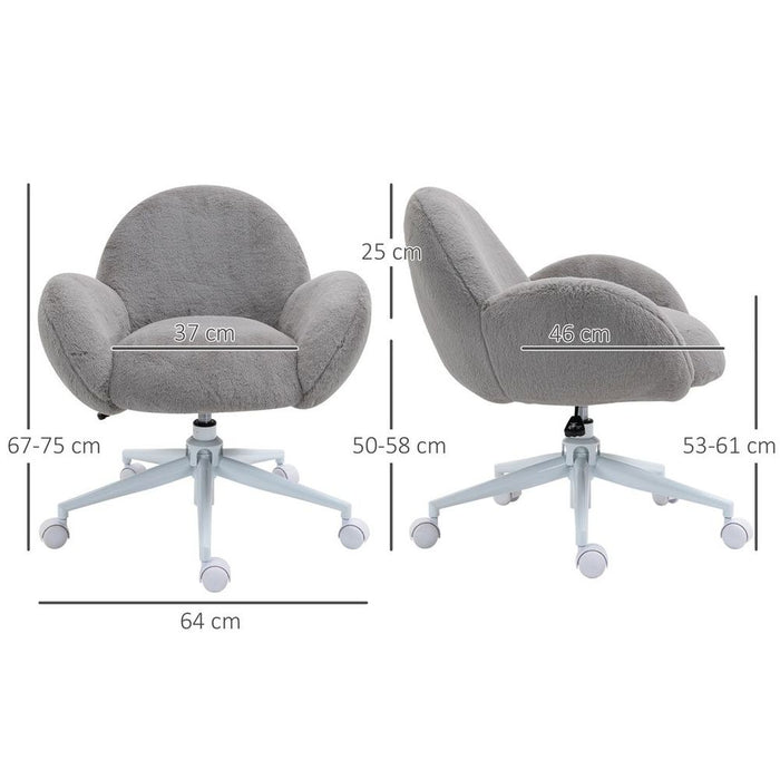 Fluffy Grey Leisure Chair-Office Chair w/ Backrest & Armrest-Best Quality