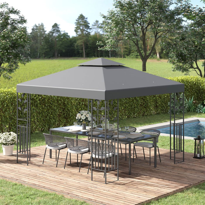 3x3m Outdoor Garden Steel Gazebo Patio Canopy Marquee Canopy Shelter - Grey