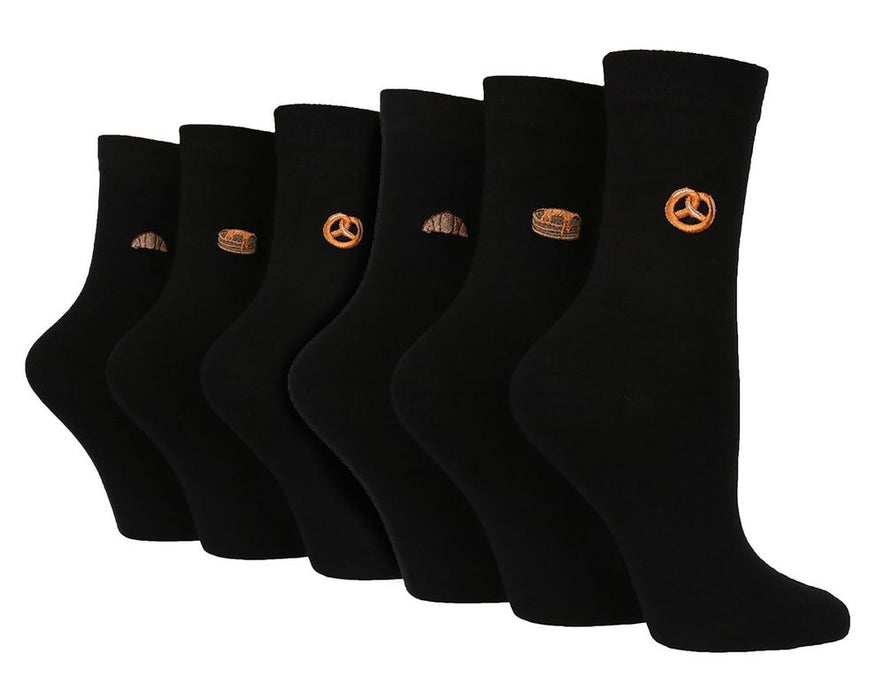 Wildfeet Ladies 6 Pack Embroidered Crew Socks