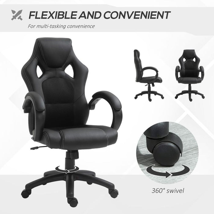 Premium Swivel Gaming Chair - Adjustable Height, 360° Swivel, PU Leather - Black