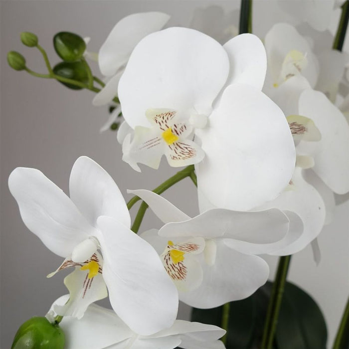 High-quality 60cm White Orchid | Artificial | Marble-Ceramic Planter