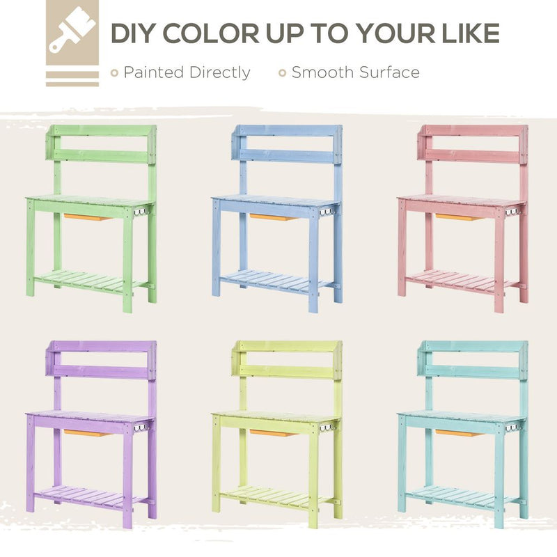 Garden Potting Bench Workstation Table w/ Sliding Tabletop & Dry Sink Outsunny