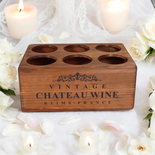 38CM WOODEN 6 BOTTLE WINE HOLDER