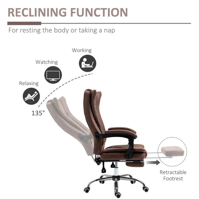 Premium Brown Executive Office Chair - High Back, Armrests, Footrest - Comfort & Functionality