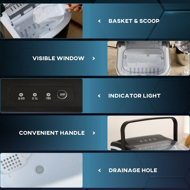 High-Performance Ice Maker: 12Kg Daily | 9 Cubes in 6-12Mins
