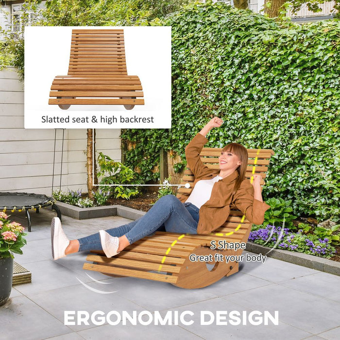 Premium Teak Outdoor Rocking Chair - Slatted Seat - Professional Seller