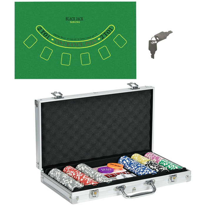 SPORTNOW 300-Pc Poker Set w/ Mat, Case, Decks - Vegas-Style Thrills at Home