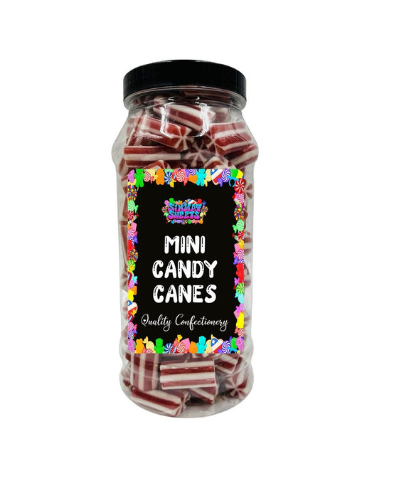 High-Quality Mini Candy Canes in Red & White - Perfect Retro Sweets Gift Jar for All, Fast Delivery!