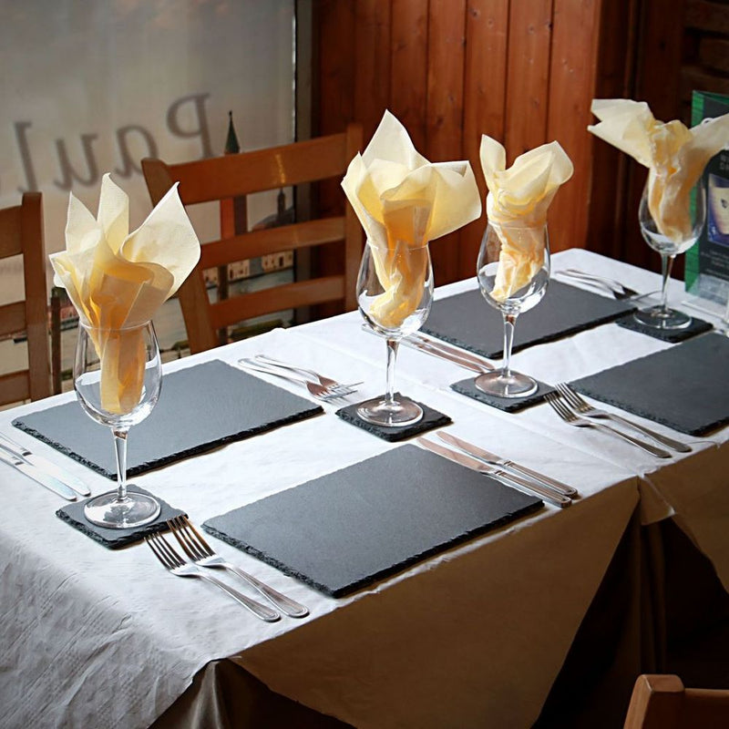 Maison & White Natural Slate Placemats & Coasters - 8pc | Heat Resistant & Stylish