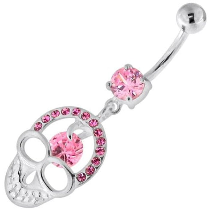 Jeweled Skull with center Stone Navel Belly Piercing