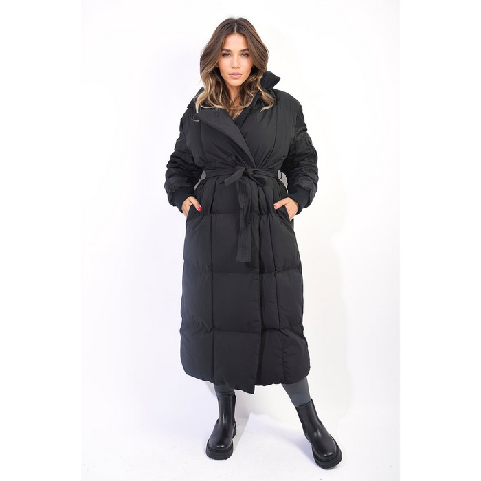 Natasha Long Belted Puffer Coat - Cozy & Stylish Winter Essential