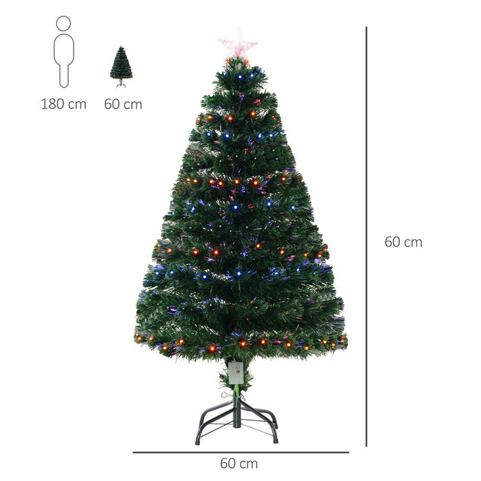 4ft Prelit Artificial Christmas Tree with Multi-Coloured Fiber LED Light Green