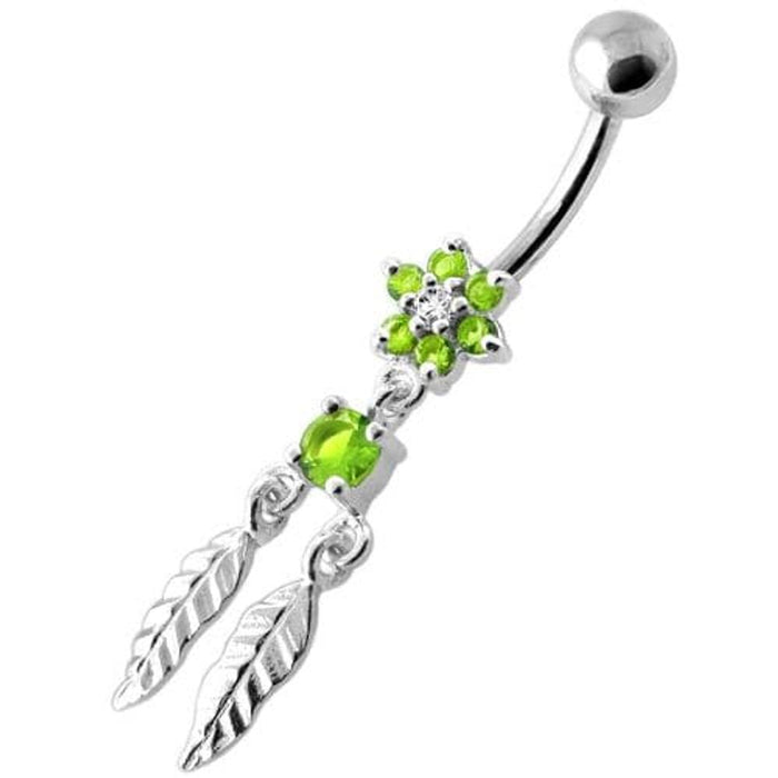 Flower with Dream Catcher Navel belly Bar