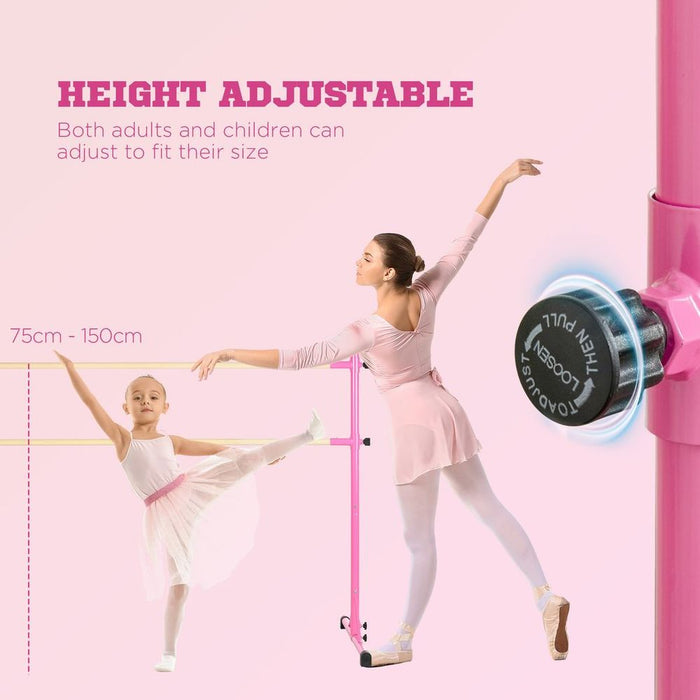 Height Adjustable Freestanding Ballet Barre, Strong and Sturdy Steel Construction