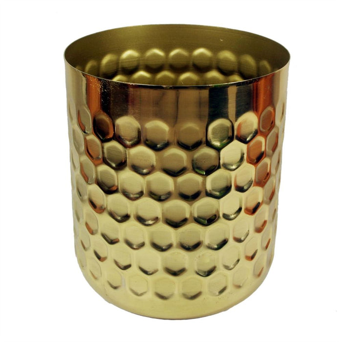 Honeycomb Metal Planter Gold 18cm x 15.5cm