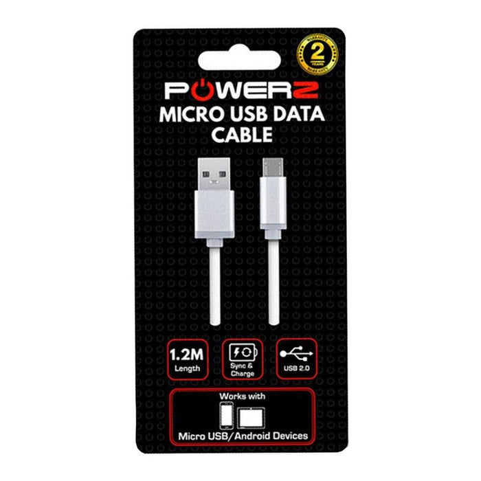 Powerz USB Data Charger Cable - Micro USB 1.2m - White