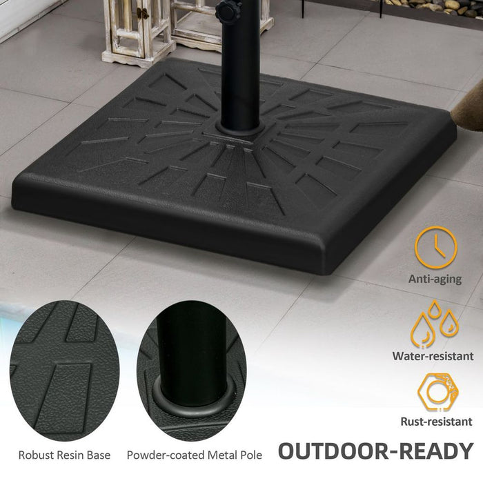 Outsunny 19kg Square Resin Garden Parasol Base for Poles 32/38/48mm - Guaranteed Stability