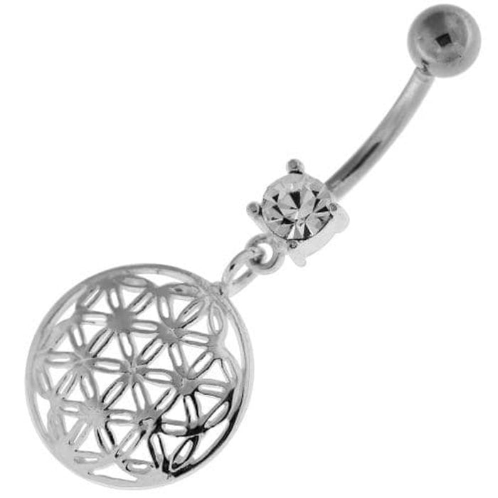 Dangling Flower of Life Navel Belly Button Bar