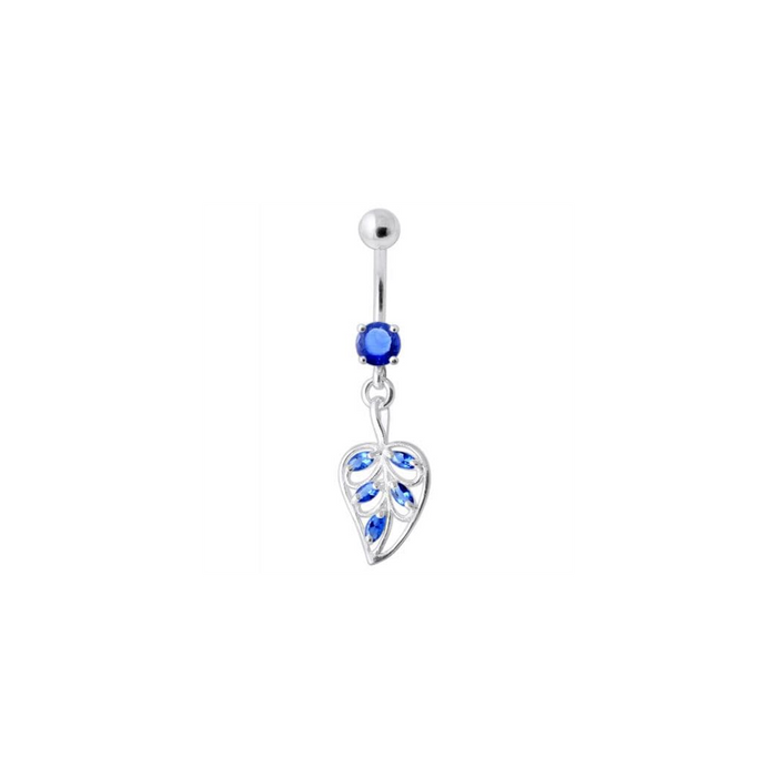 Jeweled Leaf Navel Belly Ring