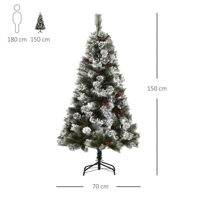 Premium 5ft Indoor Artificial Christmas Tree | Metal Stand | 184 Tips | Berry Xmas Decoration