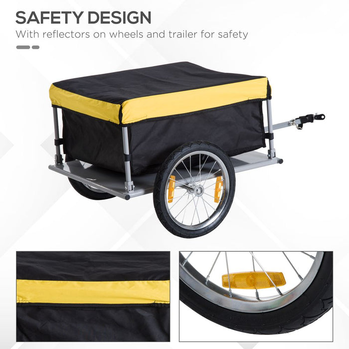 Premium Steel Bike Cargo Trailer - Secure Storage Cart, Bright Yellow Design