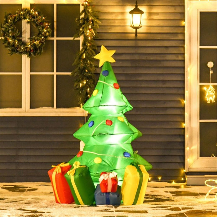 Inflatable Christmas tree 1.5m tall with Ornaments and Presents 75L x 65W x 150H cm