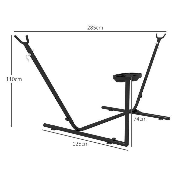 Outsunny Hammock Stand w/ Side Tray, Steel Frame, Black